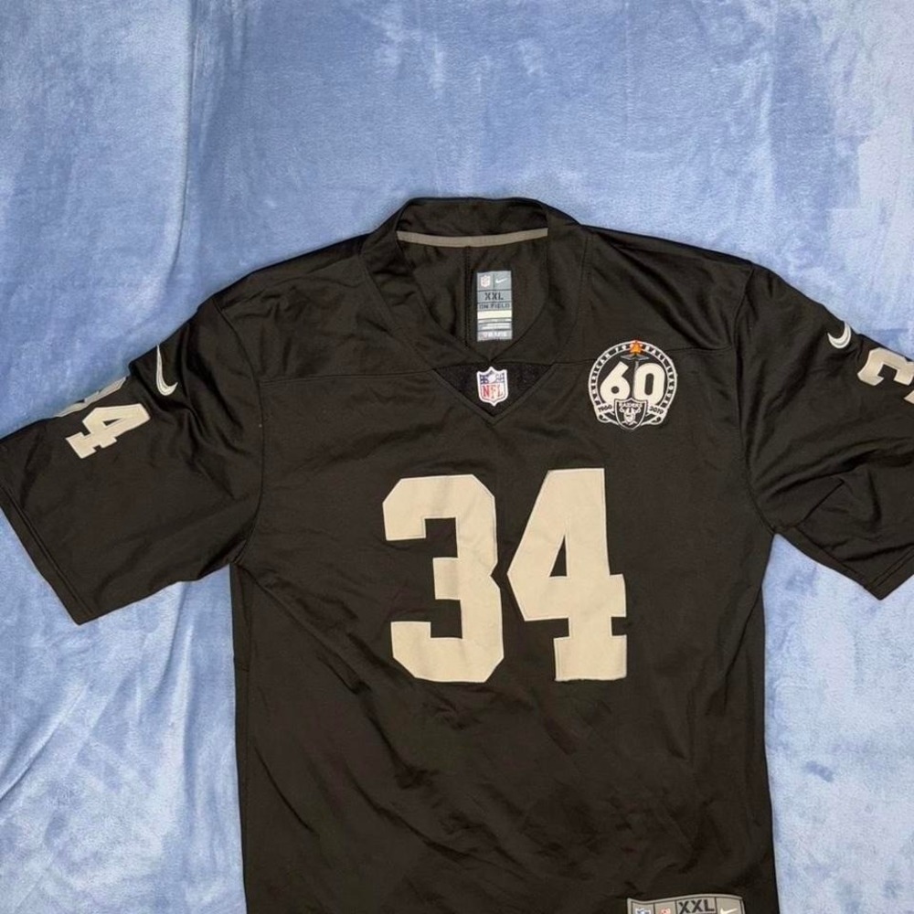 Oakland Raiders 60th anniversary Bo Jackson black jersey men Size‎ XXL